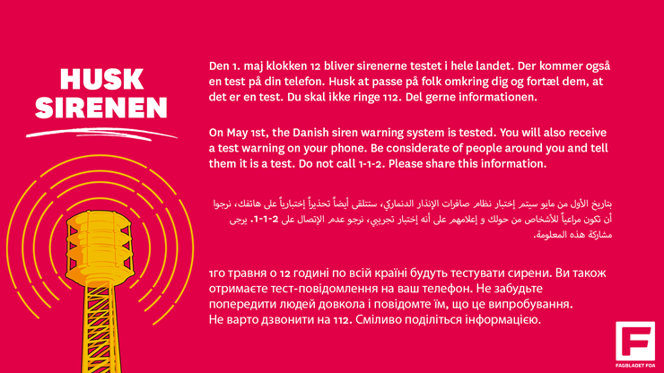 Illustration og tekst om sirener d første onsdag i maj